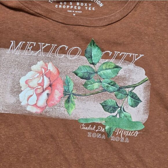Aero OG Tee Collection 80s Boxy Brown Mexico City Graphic Croppef Tee - Picture 3 of 4